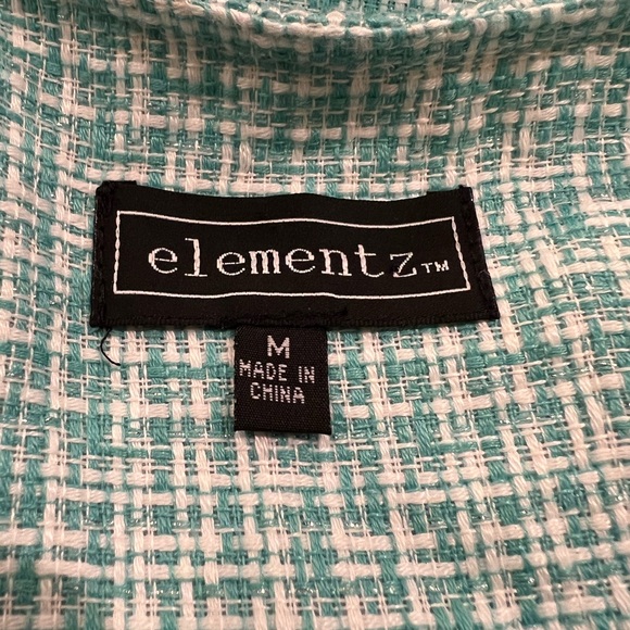 Elementz Turquoise & White Tweed Blazer Jacket - Picture 3 of 17